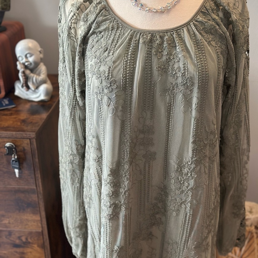 Buckle Olive Lace Blouse